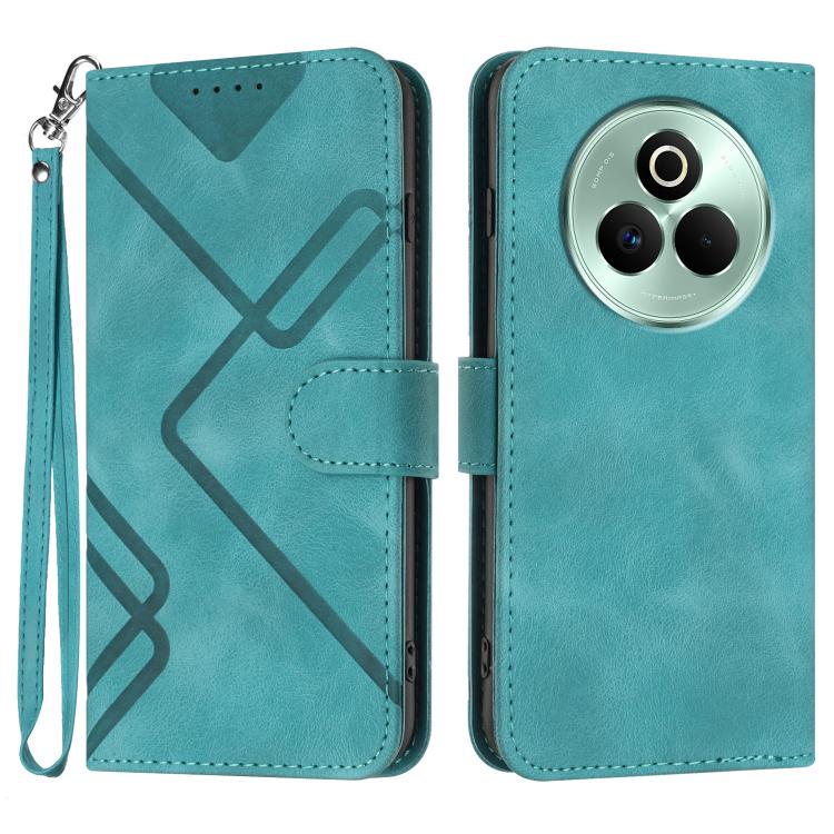 Line Pattern Skin Feel Leather Phone Case — Light Blue