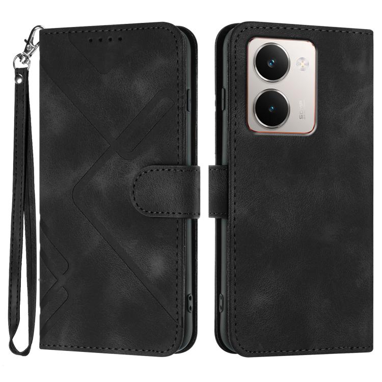 Line Pattern Skin Feel Leather Phone Case — For Realme GT7 Pro