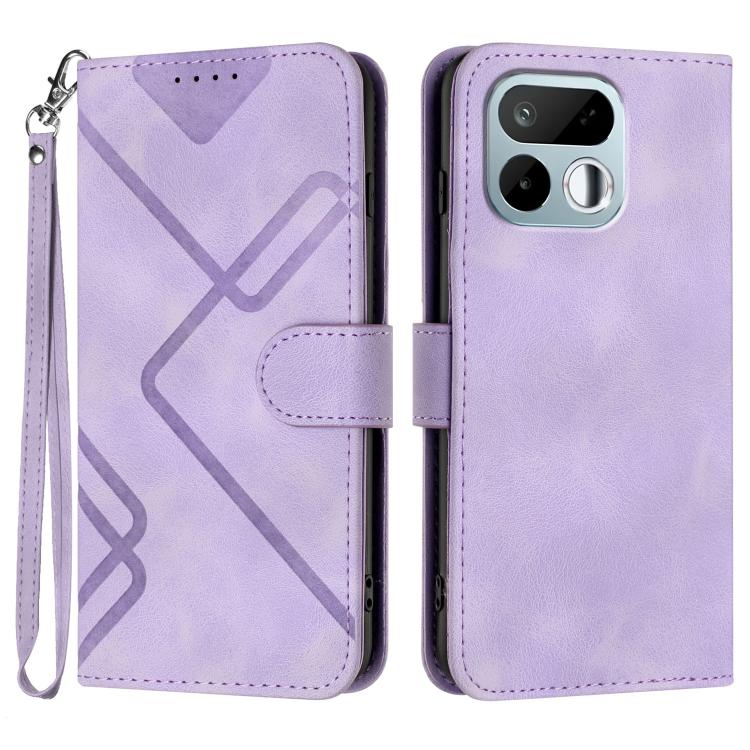 Line Pattern Skin Feel Leather Phone Case — For Realme GT 7 India