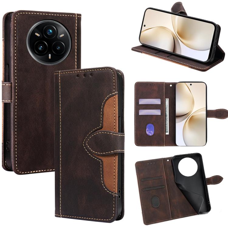Skin Feel Magnetic Buckle Leather Phone Case — For Realme 12 5G