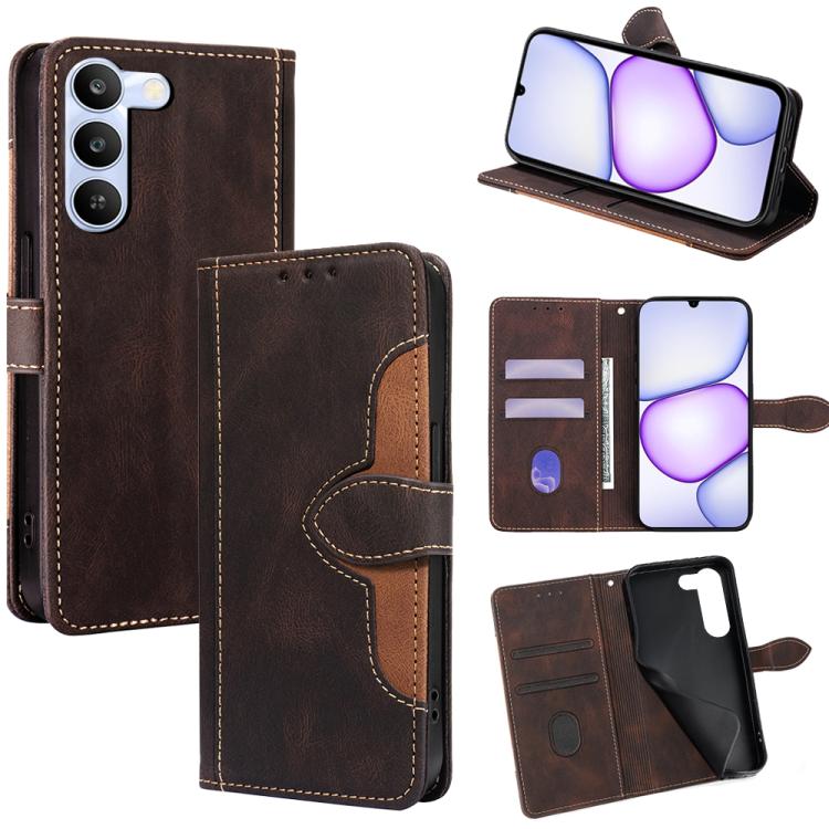 Skin Feel Magnetic Buckle Leather Phone Case — For Realme P3 Ultra 5G