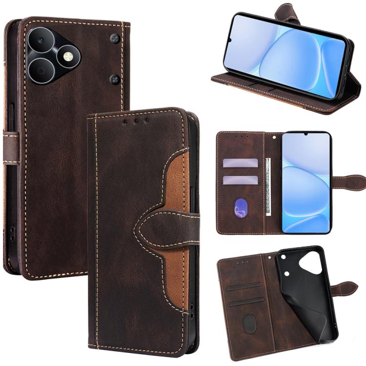 Skin Feel Magnetic Buckle Leather Phone Case — For Realme 15T 5G Global