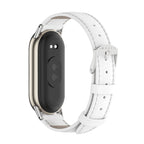 Mijobs Genuine Leather Watch Band — White Silver