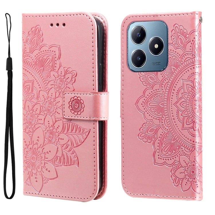 Seven-petal Flowers Embossing Leather Phone Case — view 36