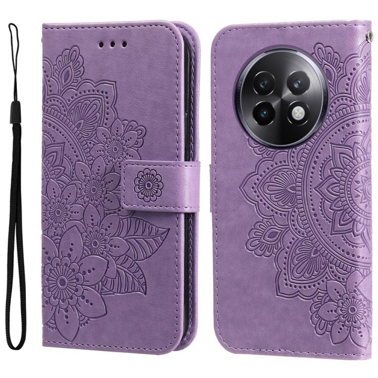Seven-petal Flowers Embossing Leather Phone Case — Red