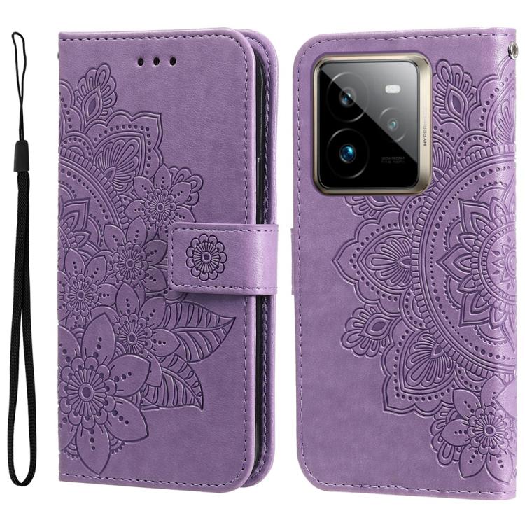 Seven-petal Flowers Embossing Leather Phone Case — For Realme C67 / 11 5G Taiwan Version