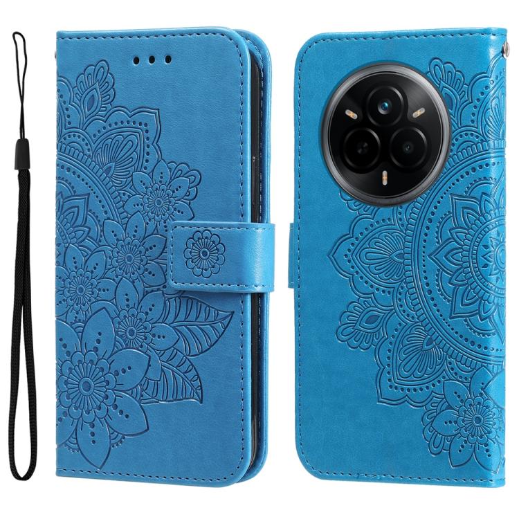 Seven-petal Flowers Embossing Leather Phone Case — For Realme 12 5G