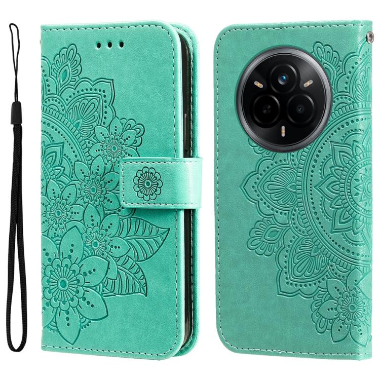 Seven-petal Flowers Embossing Leather Phone Case — For Realme 12+