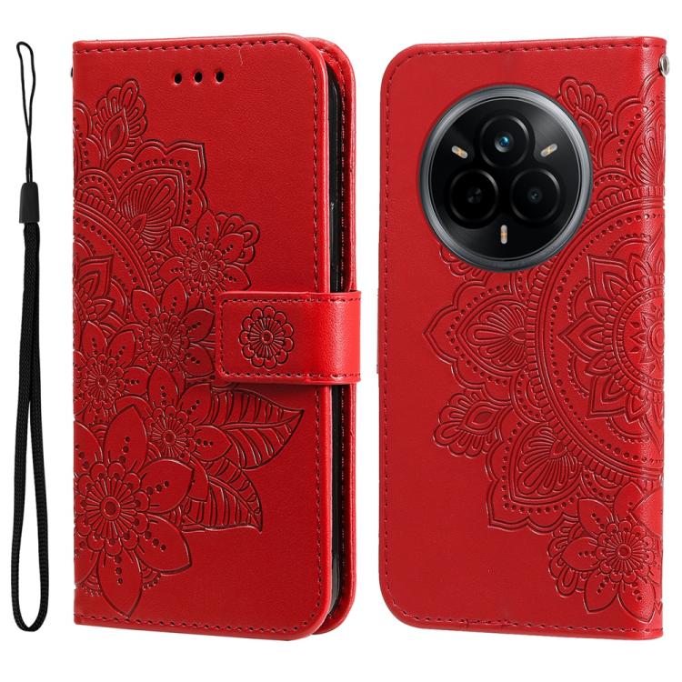 Seven-petal Flowers Embossing Leather Phone Case — For Realme 12 Pro+
