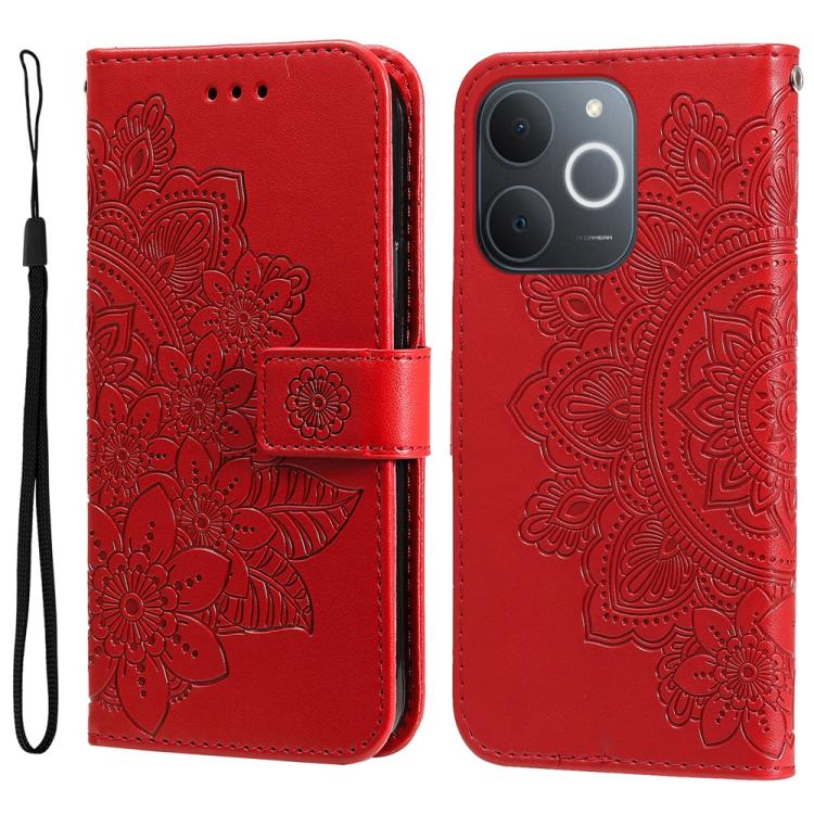 Seven-petal Flowers Embossing Leather Phone Case — view 45
