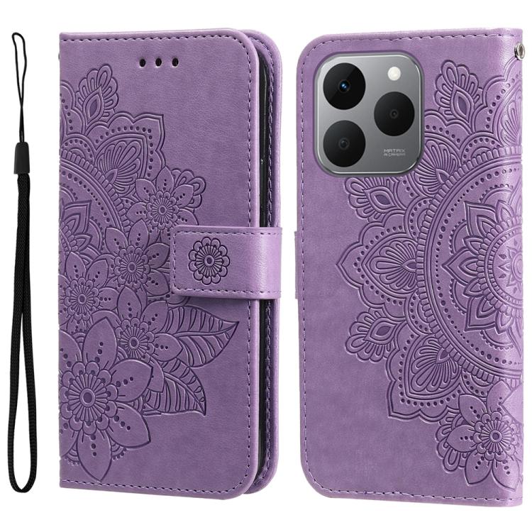 Seven-petal Flowers Embossing Leather Phone Case — view 37