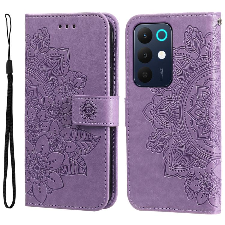 Seven-petal Flowers Embossing Leather Phone Case — view 27