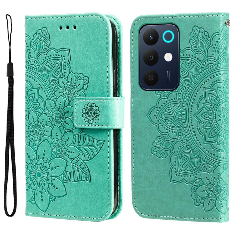 Seven-petal Flowers Embossing Leather Phone Case — view 29