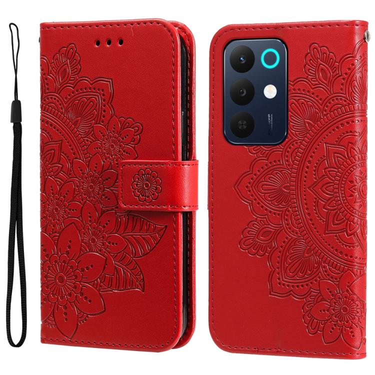 Seven-petal Flowers Embossing Leather Phone Case — view 30