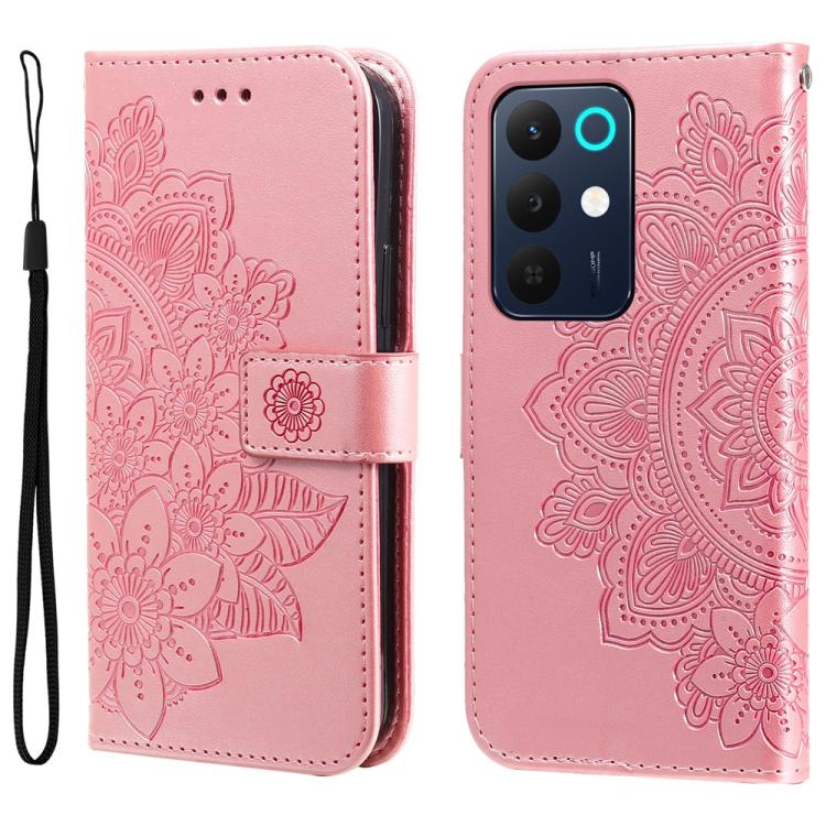 Seven-petal Flowers Embossing Leather Phone Case — view 31
