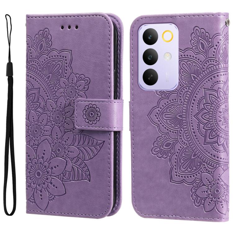 Seven-petal Flowers Embossing Leather Phone Case — view 32