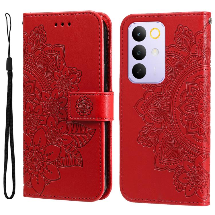 Seven-petal Flowers Embossing Leather Phone Case — view 35