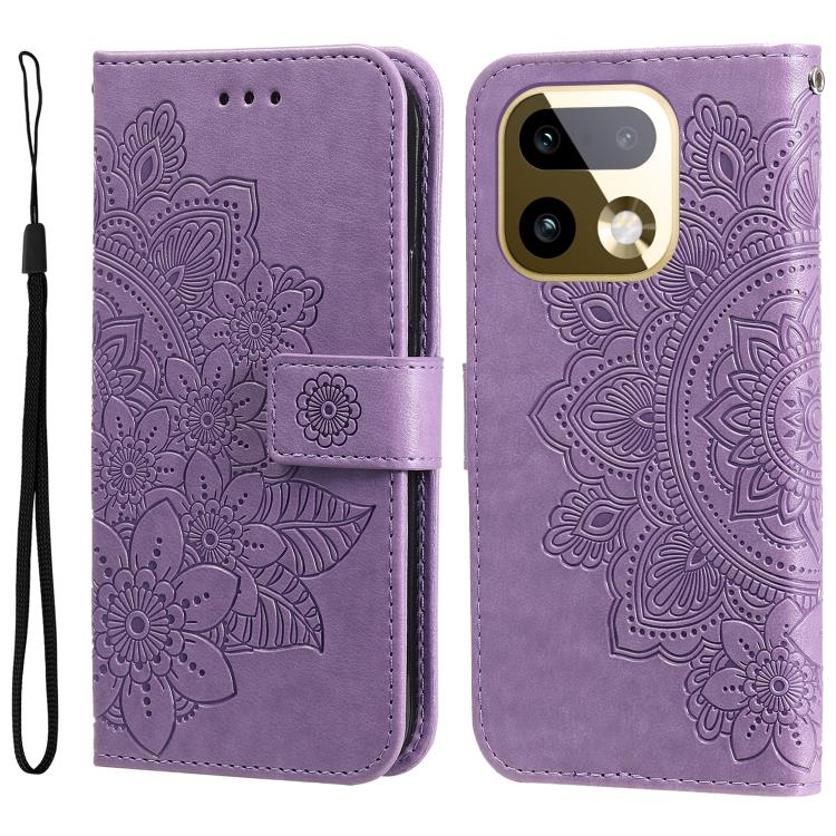 Seven-petal Flowers Embossing Leather Phone Case — For Realme 14 Global