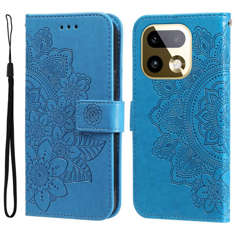 Seven-petal Flowers Embossing Leather Phone Case — For Realme 14 Pro+ Global