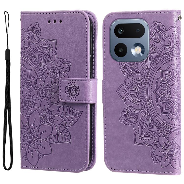 Seven-petal Flowers Embossing Leather Phone Case — Red