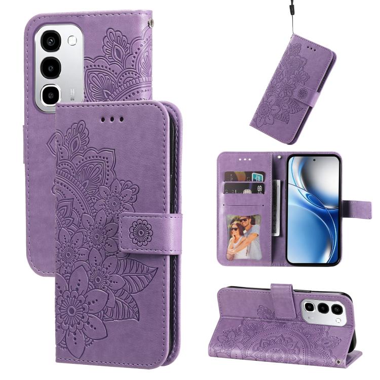 Seven-petal Flowers Embossing Leather Phone Case