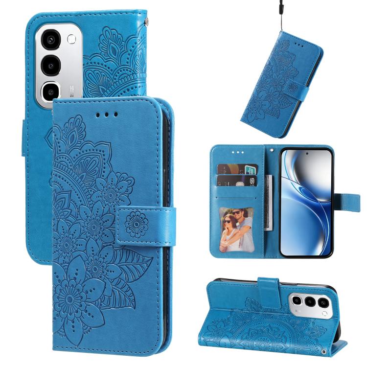Seven-petal Flowers Embossing Leather Phone Case — For Realme 15T 5G