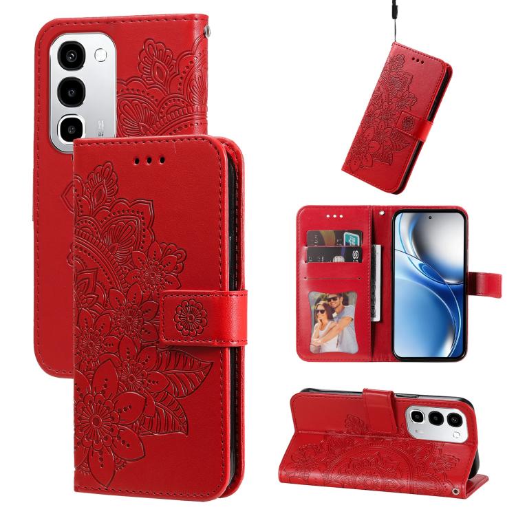 Seven-petal Flowers Embossing Leather Phone Case — For Realme 15 5G / Realme 15 Pro 5G