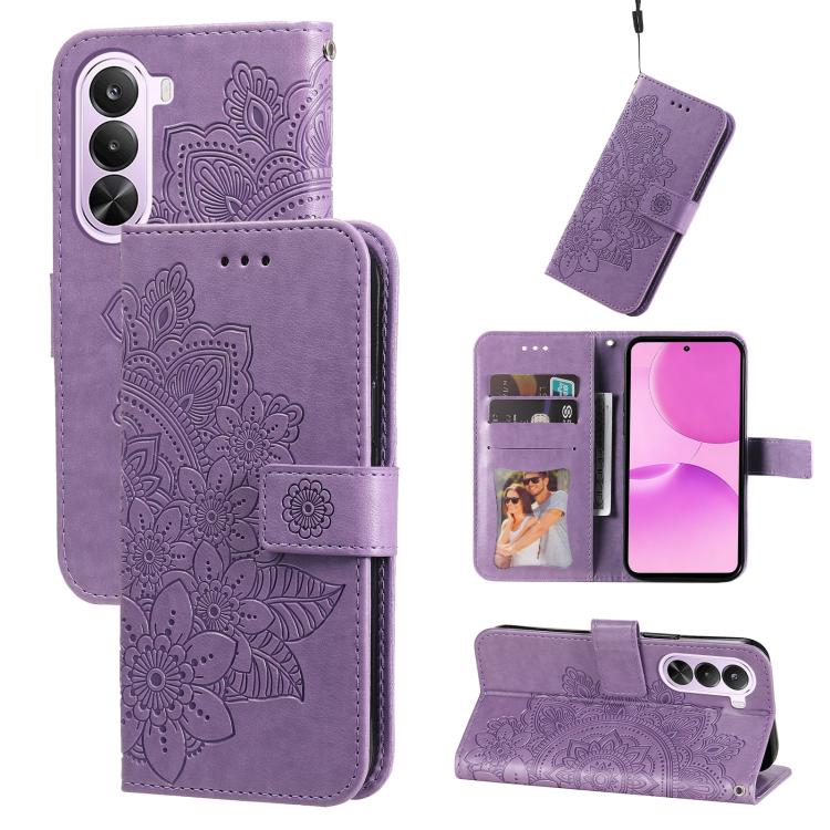 Seven-petal Flowers Embossing Leather Phone Case — view 22