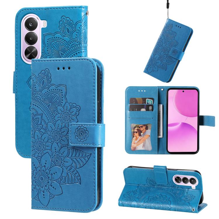 Seven-petal Flowers Embossing Leather Phone Case — view 23