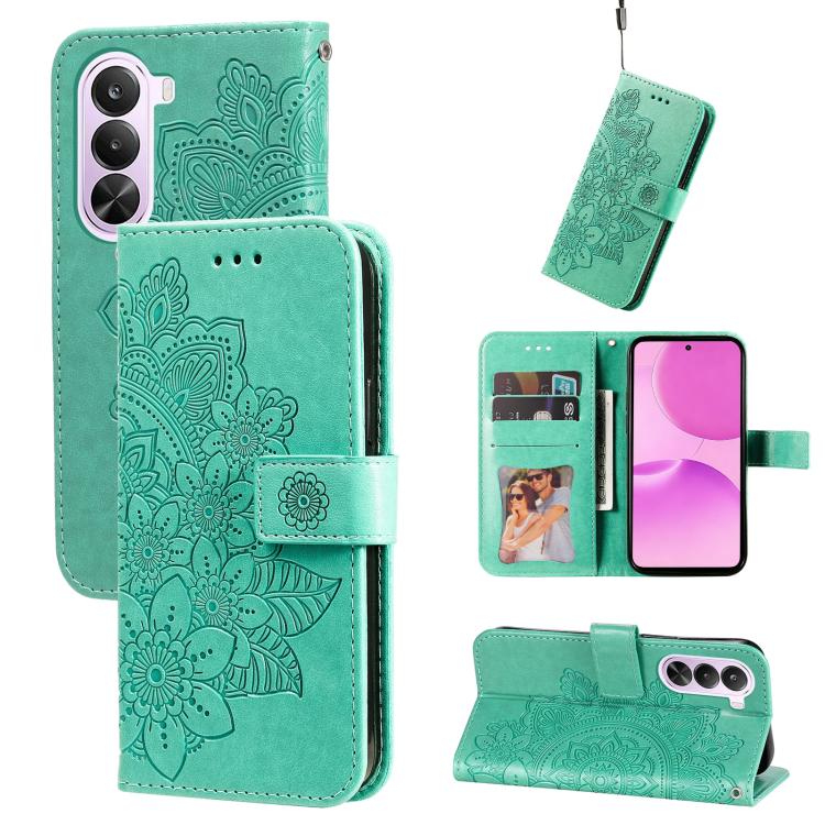 Seven-petal Flowers Embossing Leather Phone Case — view 24
