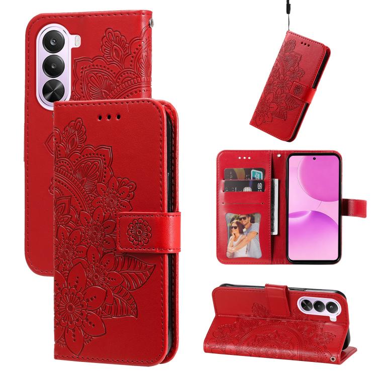 Seven-petal Flowers Embossing Leather Phone Case — view 25