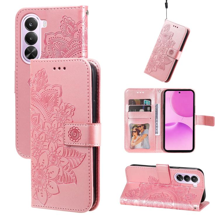 Seven-petal Flowers Embossing Leather Phone Case — view 26