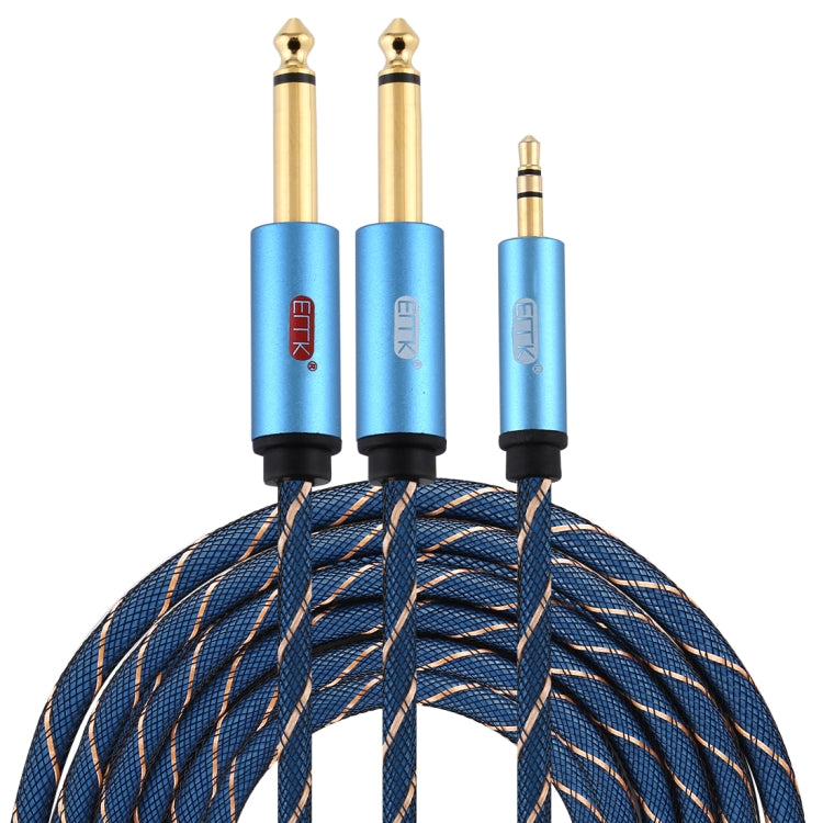 EMK 3.5mm Jack Male to 2 x 6.35mm Jack Male Gold Plated Connector Nylon Braid AUX Cable for Computer / X-BOX / PS3 / CD / DVD — view 12