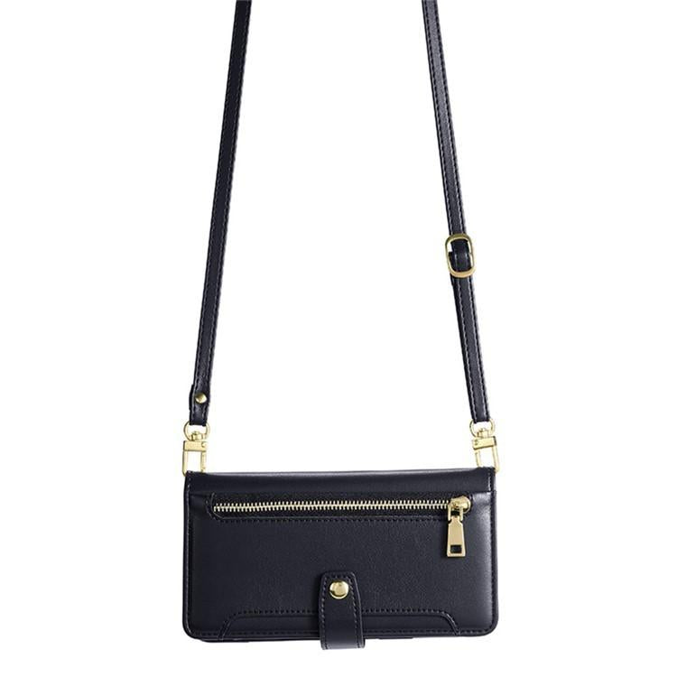 Sheep Texture Cross-body Zipper Wallet Leather Phone Case