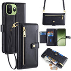 Sheep Texture Cross-body Zipper Wallet Leather Phone Case