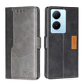 Contrast Color Side Buckle Leather Phone Case