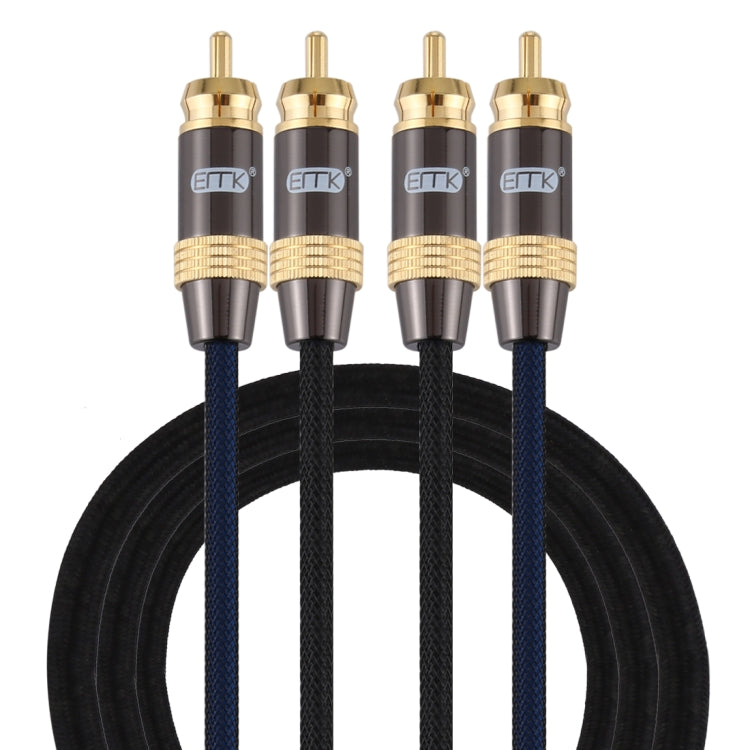 EMK 2 x RCA Male to 2 x RCA Male Gold Plated Connector Nylon Braid Coaxial Audio Cable for TV / Amplifier / Home Theater / DVD — view 10