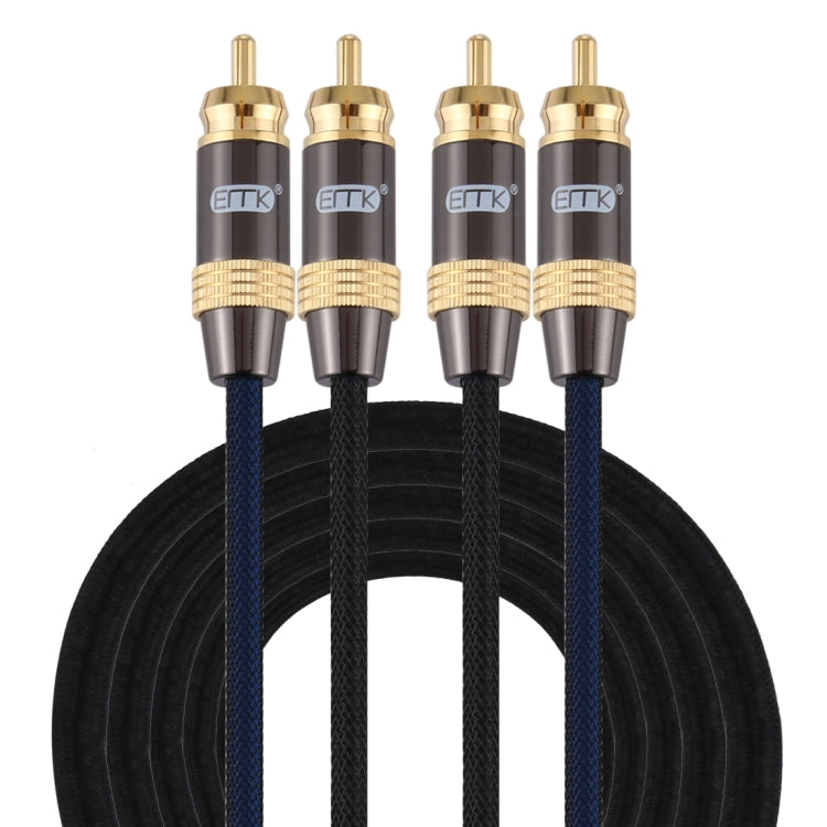 EMK 2 x RCA Male to 2 x RCA Male Gold Plated Connector Nylon Braid Coaxial Audio Cable for TV / Amplifier / Home Theater / DVD — view 12