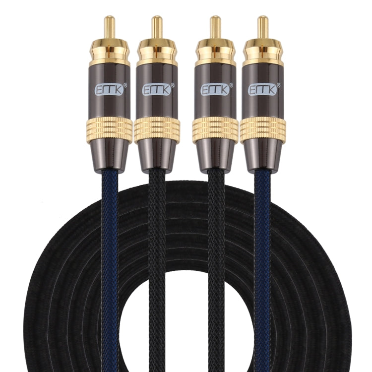 EMK 2 x RCA Male to 2 x RCA Male Gold Plated Connector Nylon Braid Coaxial Audio Cable for TV / Amplifier / Home Theater / DVD — view 13