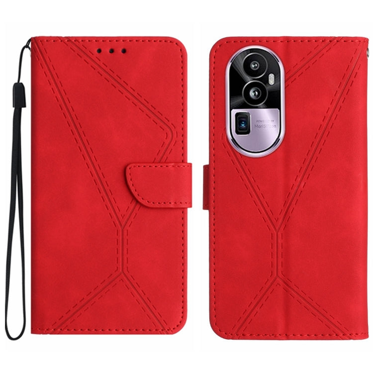 Stitching Embossed Leather Phone Case, For OPPO Reno10 Pro China, For OPPO Reno10 China