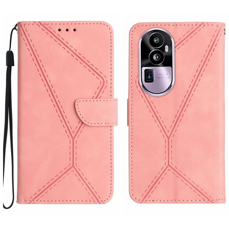 Stitching Embossed Leather Phone Case, For OPPO Reno10 Pro China, For OPPO Reno10 China — Blue