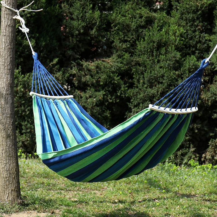 Outdoor Double Thickened Canvas Hammock Indoor Swing with Detachable Curved Rod — 190x100cm