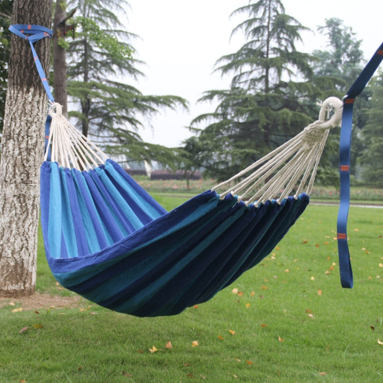 Outdoor Double Thickened Canvas Hammock Indoor Swing — Red White Stripe