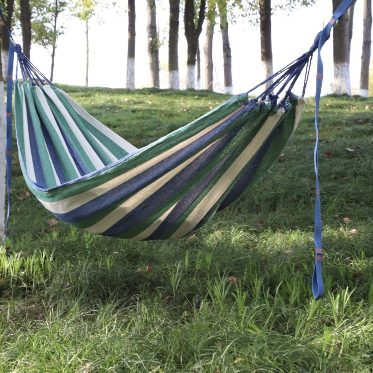 Outdoor Double Thickened Canvas Hammock Indoor Swing — Dark Blue