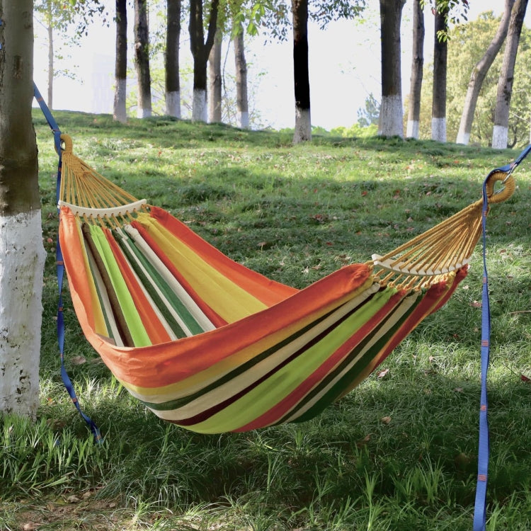 Outdoor Double Thickened Canvas Hammock Indoor Swing with Detachable Curved Rod
