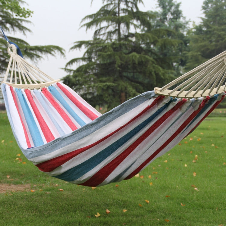 Outdoor Double Thickened Canvas Hammock Indoor Swing with Detachable Curved Rod — 200x100cm