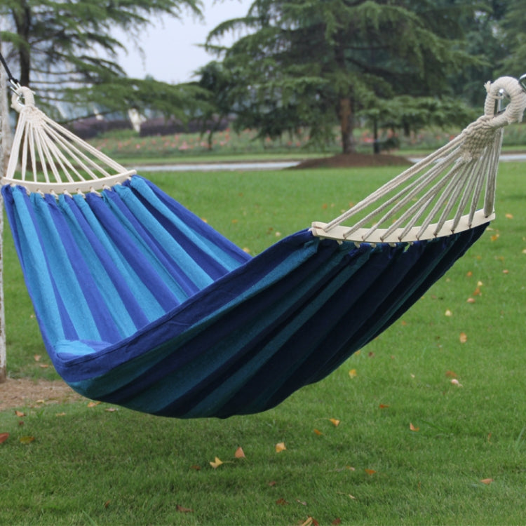 Outdoor Double Thickened Canvas Hammock Indoor Swing with Detachable Curved Rod — Red White Stripe
