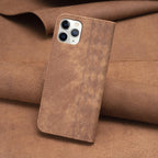 Plaid Embossed Leather Phone Case — For iPhone 15
