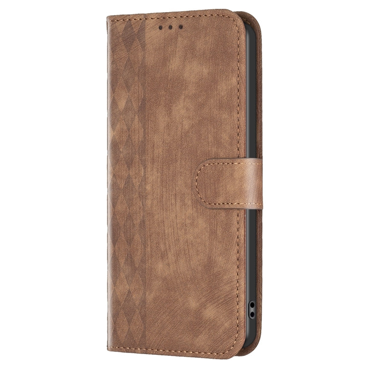 Plaid Embossed Leather Phone Case — For iPhone 15 Pro Max