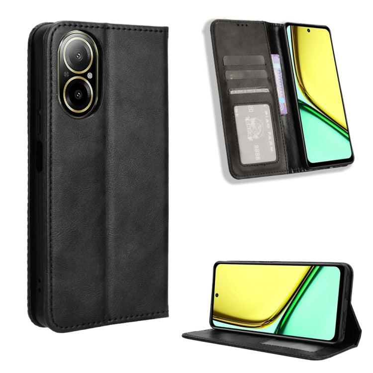 Magnetic Buckle Retro Texture Leather Phone Case — For Realme 11 5G Foreign / 11X